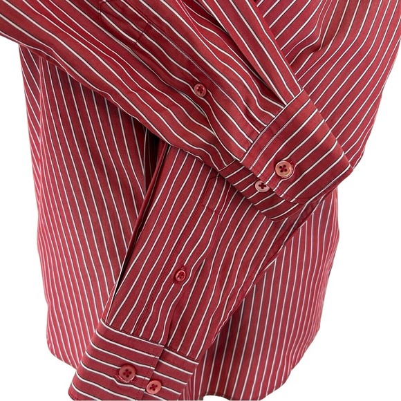 Vintage Faconnable Red‎ Striped Button Down Shirt Size Small - Picture 8 of 10